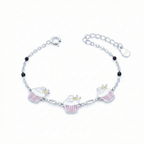 Sliver Enamel Cupcake Kids Bracelet
