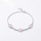 Silver Pink Enamel Kids Bracelet