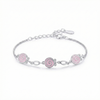 Silver Pink Enamel Kids Bracelet
