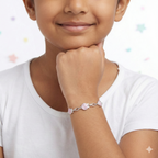 Silver Pink Enamel Kids Bracelet