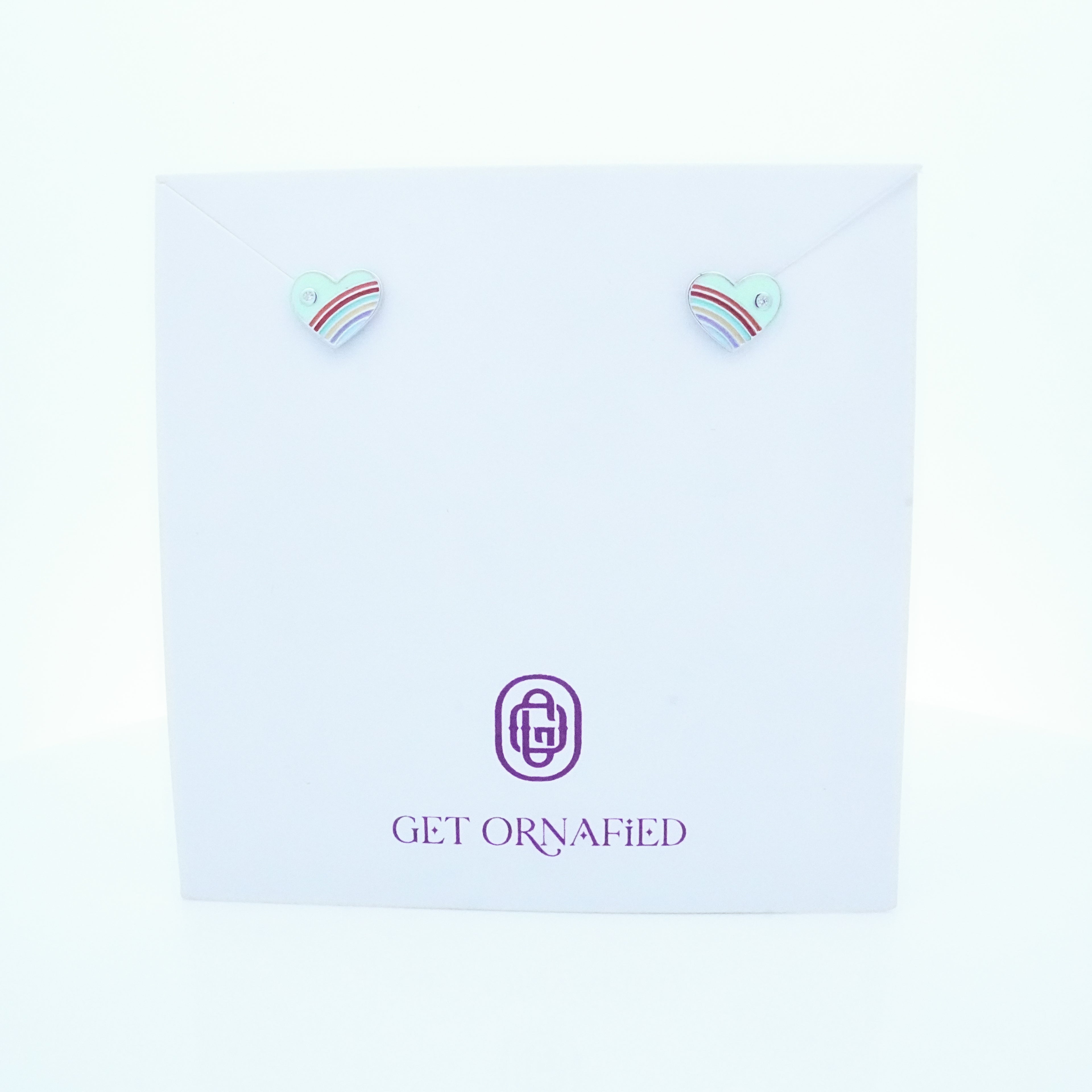Silver Green Enamle Heart Kids Earrings