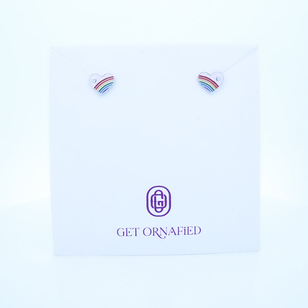 Silver Purple Enamle Heart Kids Earrings