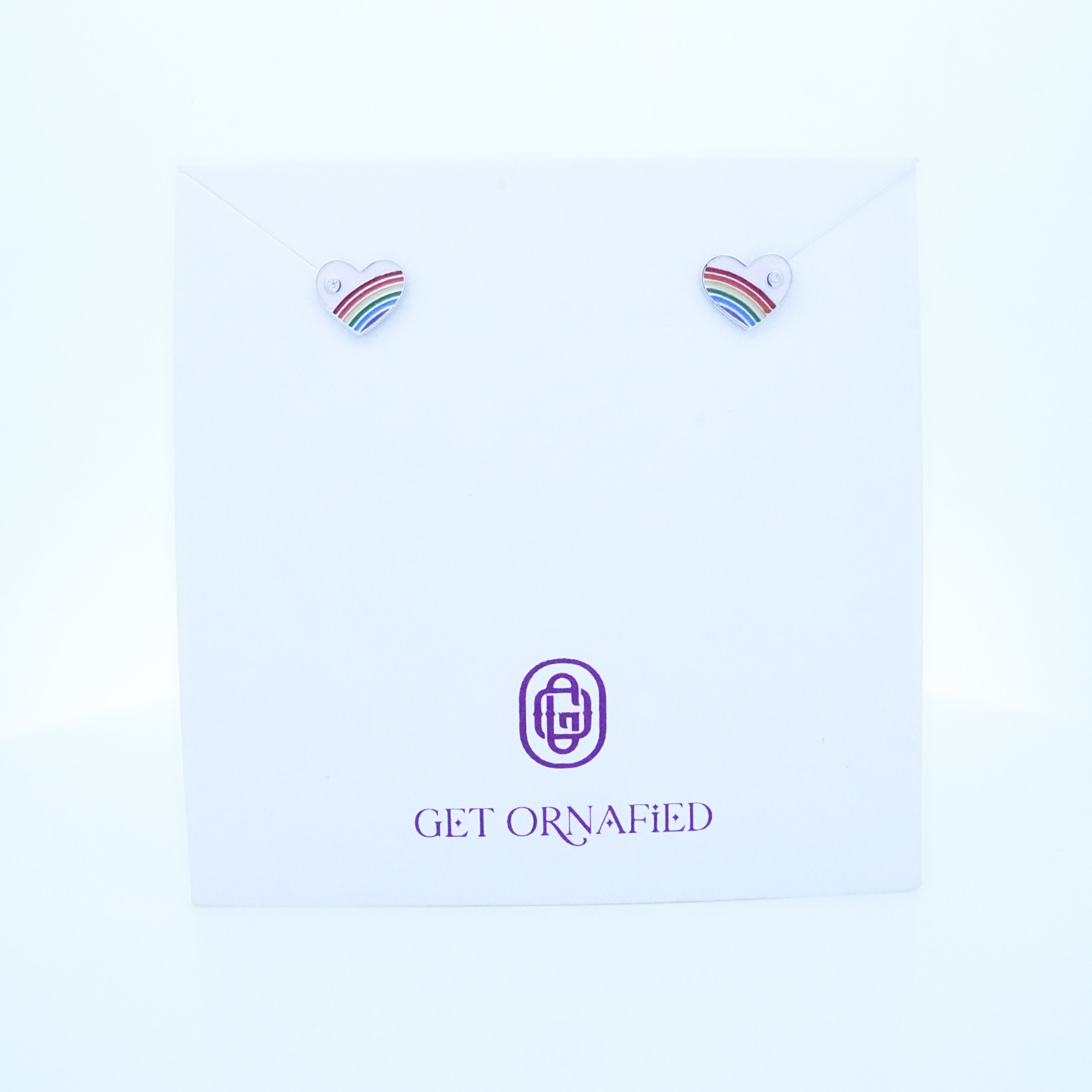 Silver Purple Enamle Heart Kids Earrings