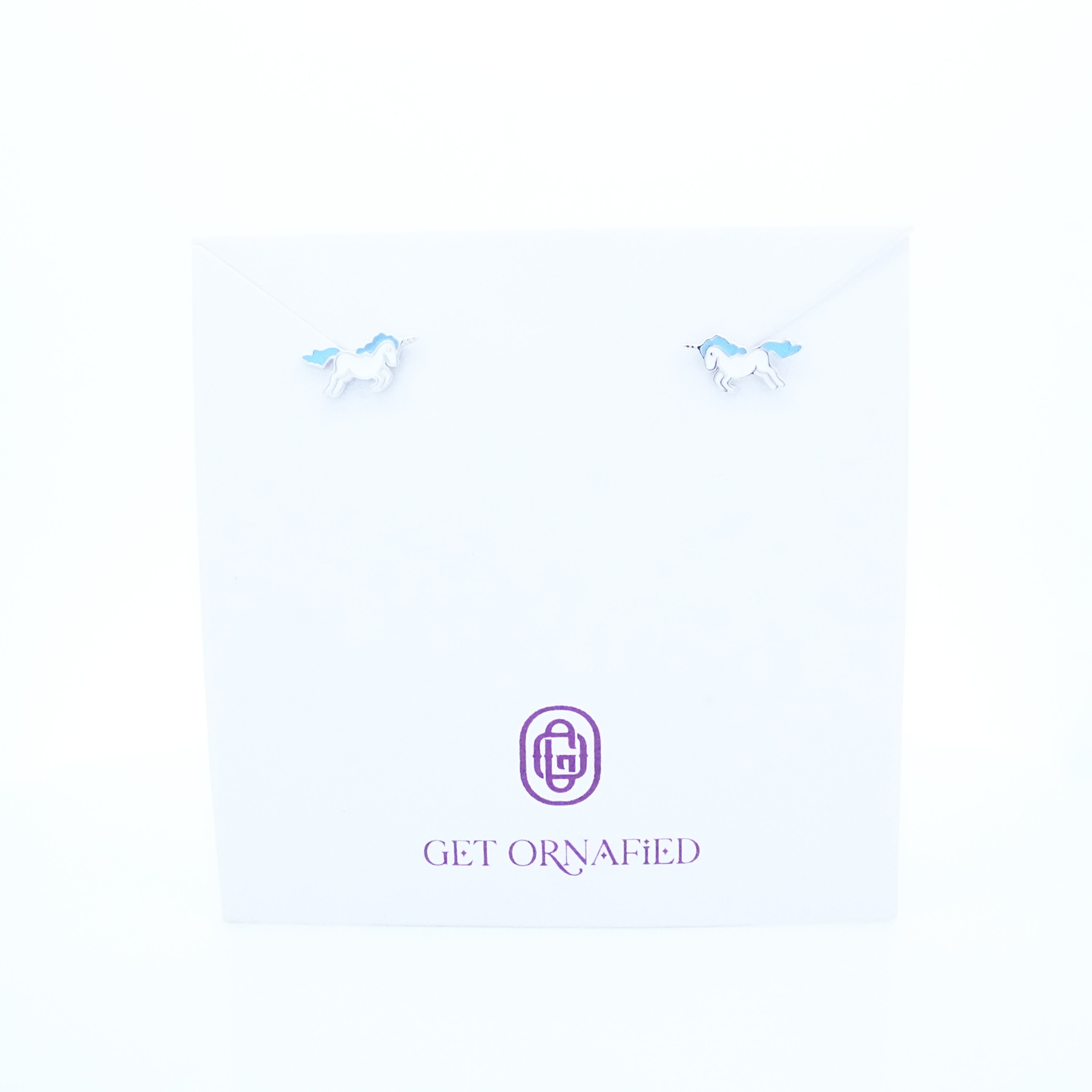 Silver Blue Unicorn Kids Earrings
