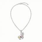 Silver Pink Yellow Unicorn Kids Necklace