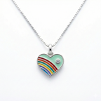 Silver Green Enamle Heart Kids Necklace
