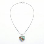 Silver Green Enamle Heart Kids Necklace