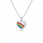 Silver Purple Enamle Heart Kids Necklace