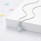 Silver Blue Unicorn Kids Necklace