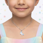 Silver Blue Unicorn Kids Necklace
