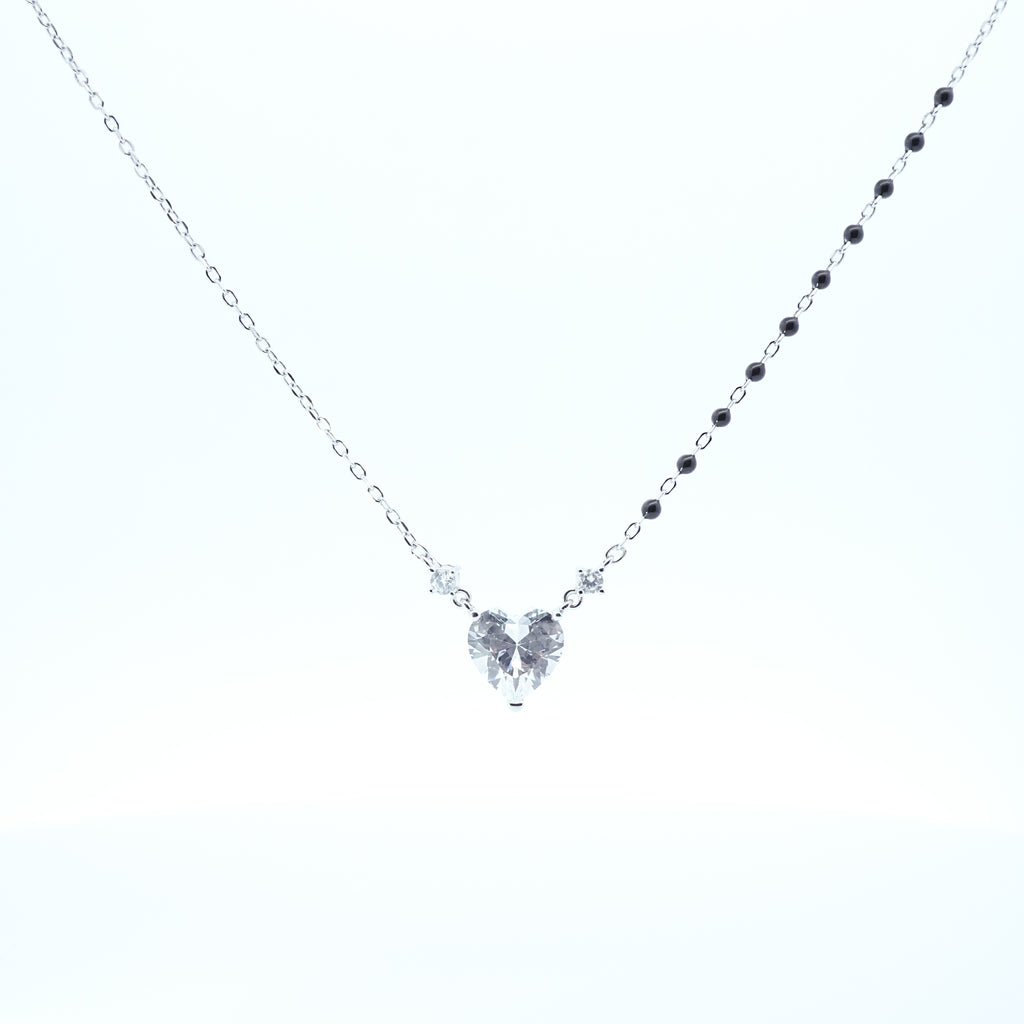 Silver 3D Heart Solitare Mangalsutra