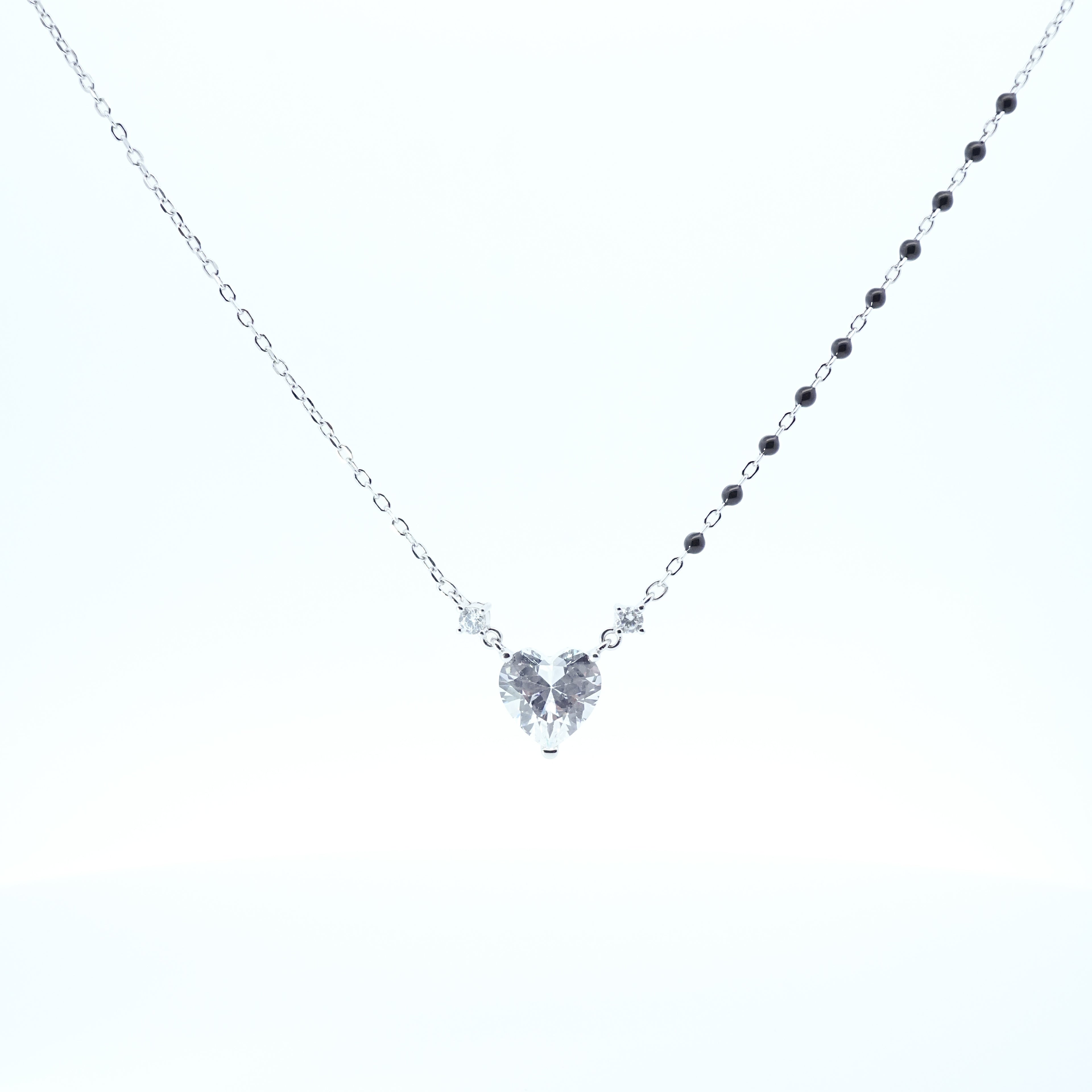 Silver 3D Heart Solitare Mangalsutra