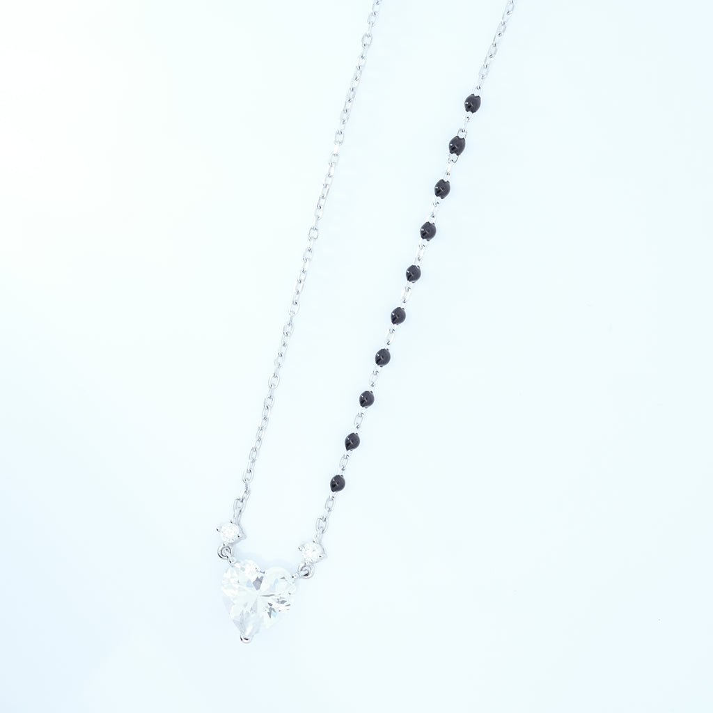 Silver 3D Heart Solitare Mangalsutra