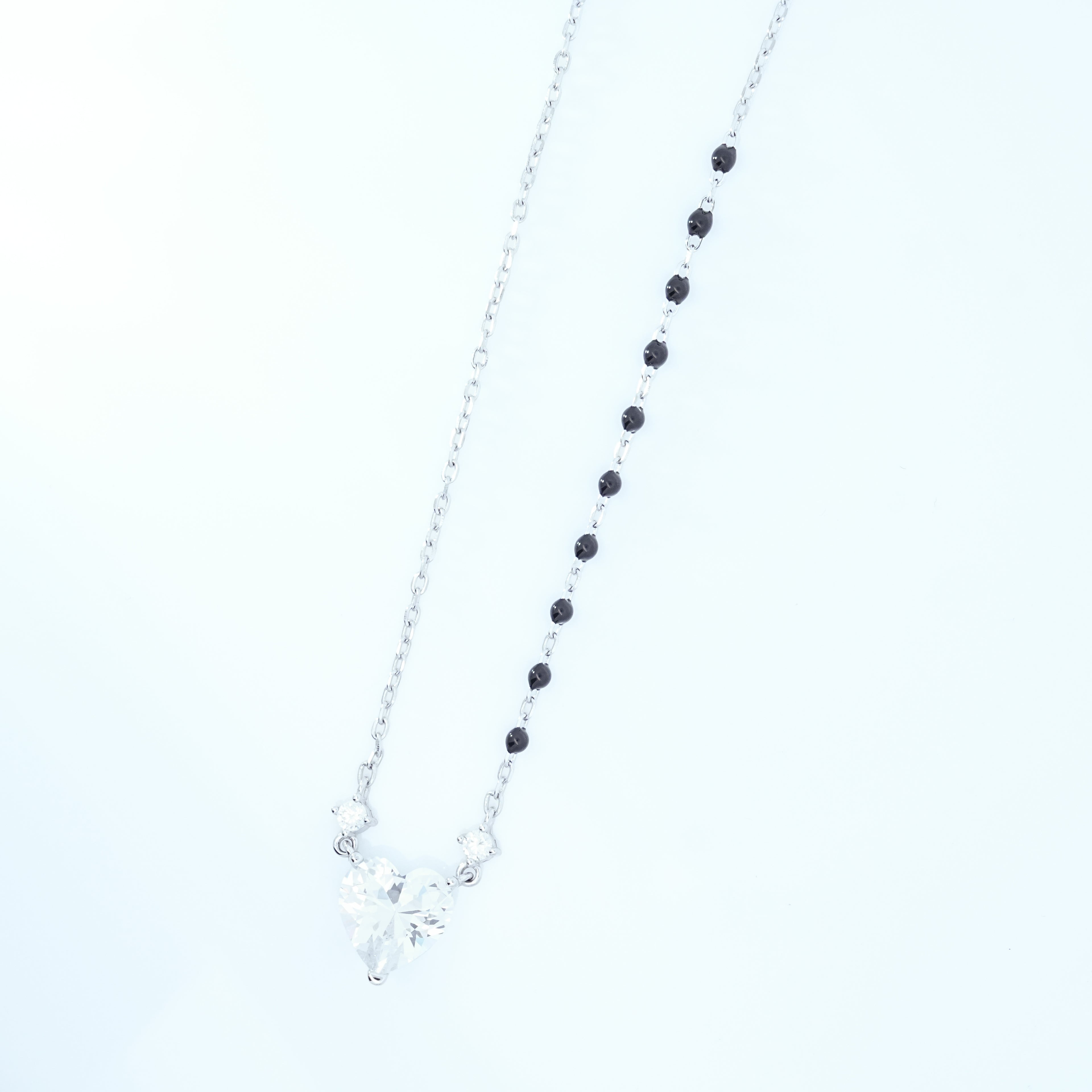 Silver 3D Heart Solitare Mangalsutra