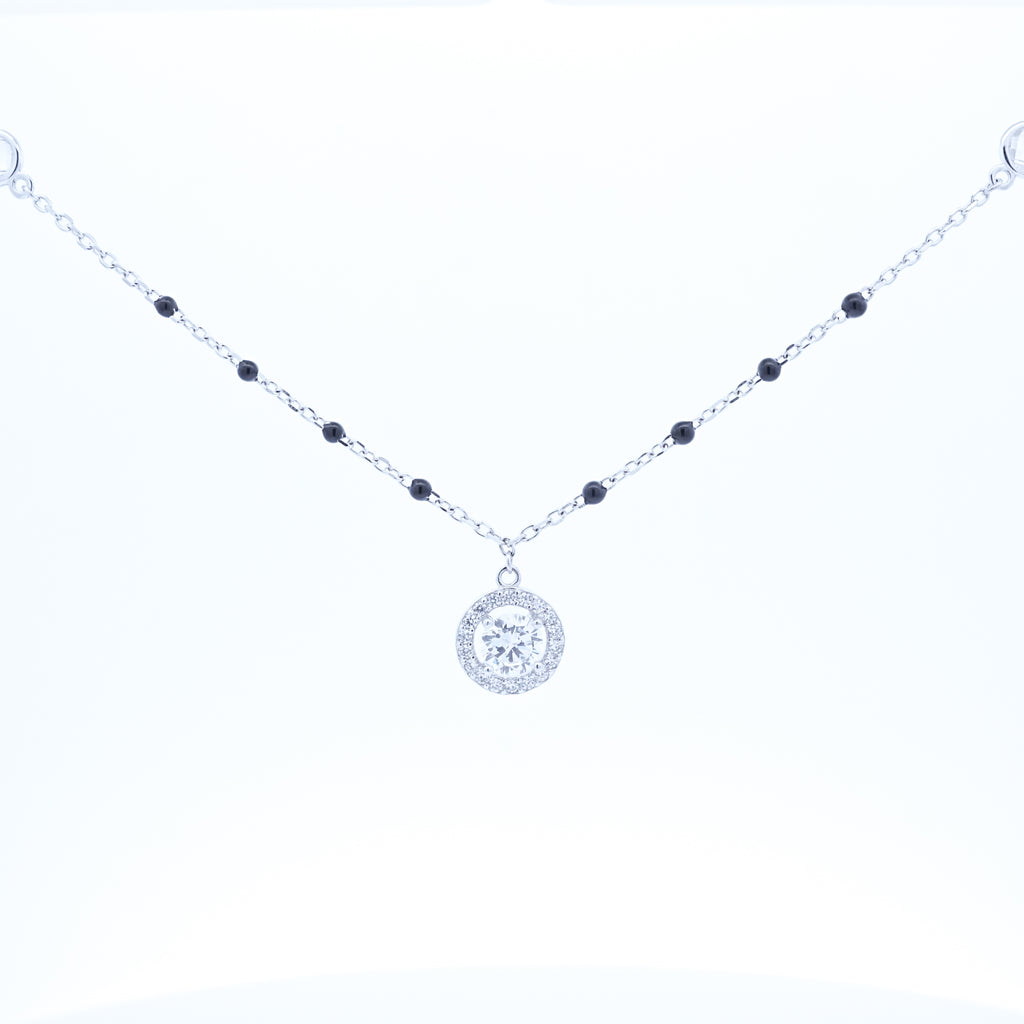 Silver wheel design Solitaire Mangalsutra