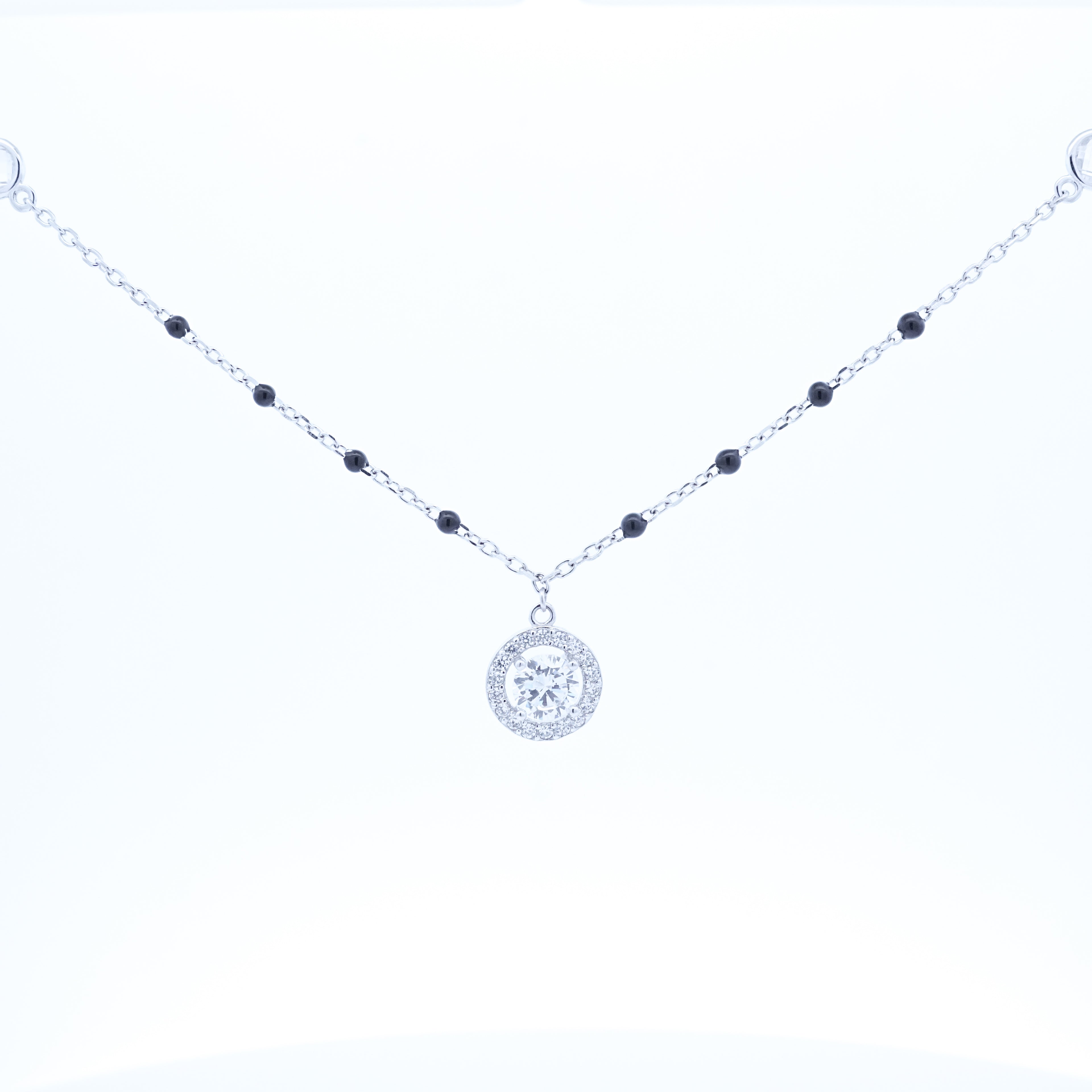 Silver wheel design Solitaire Mangalsutra