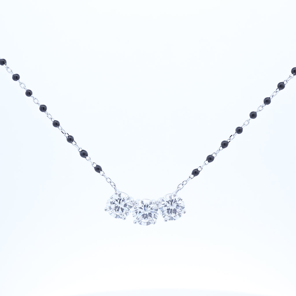 Silver Three Diamonds Mangalsutra