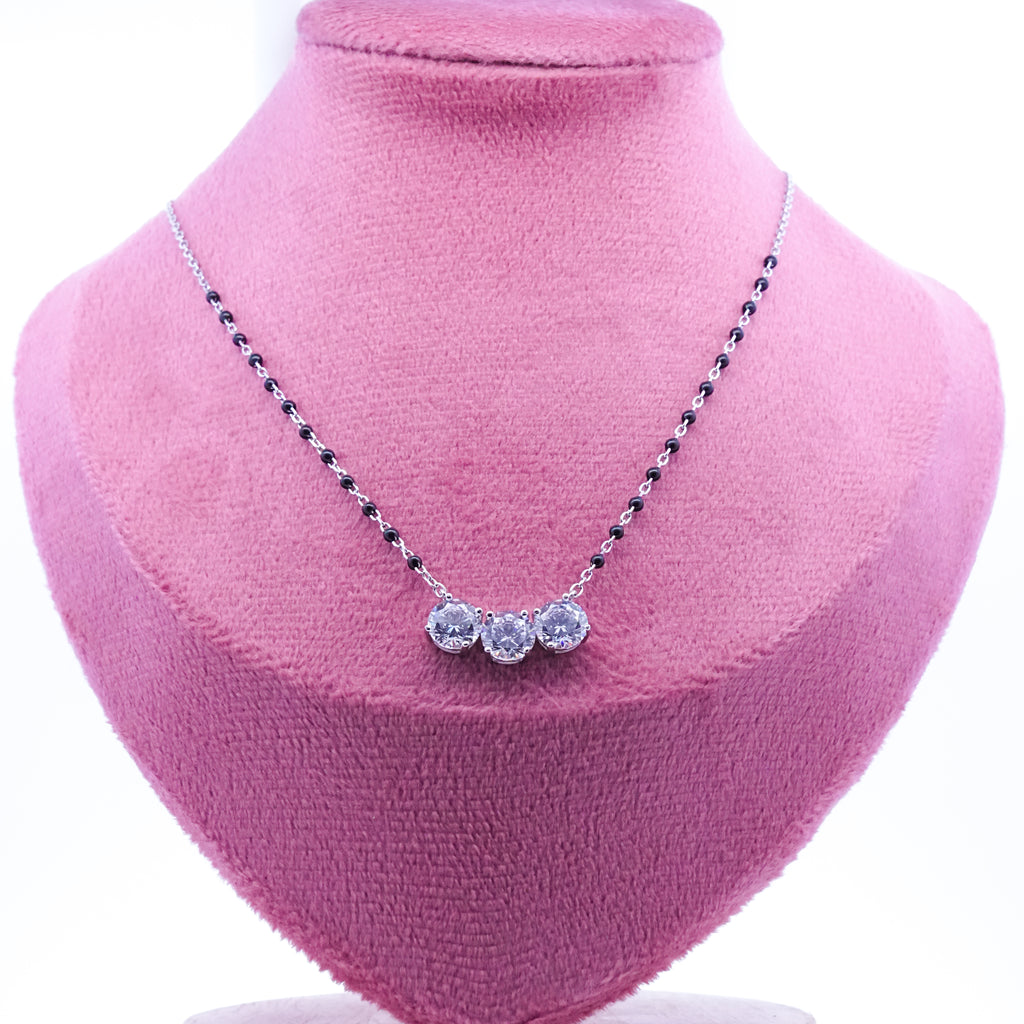 Silver Three Diamonds Mangalsutra