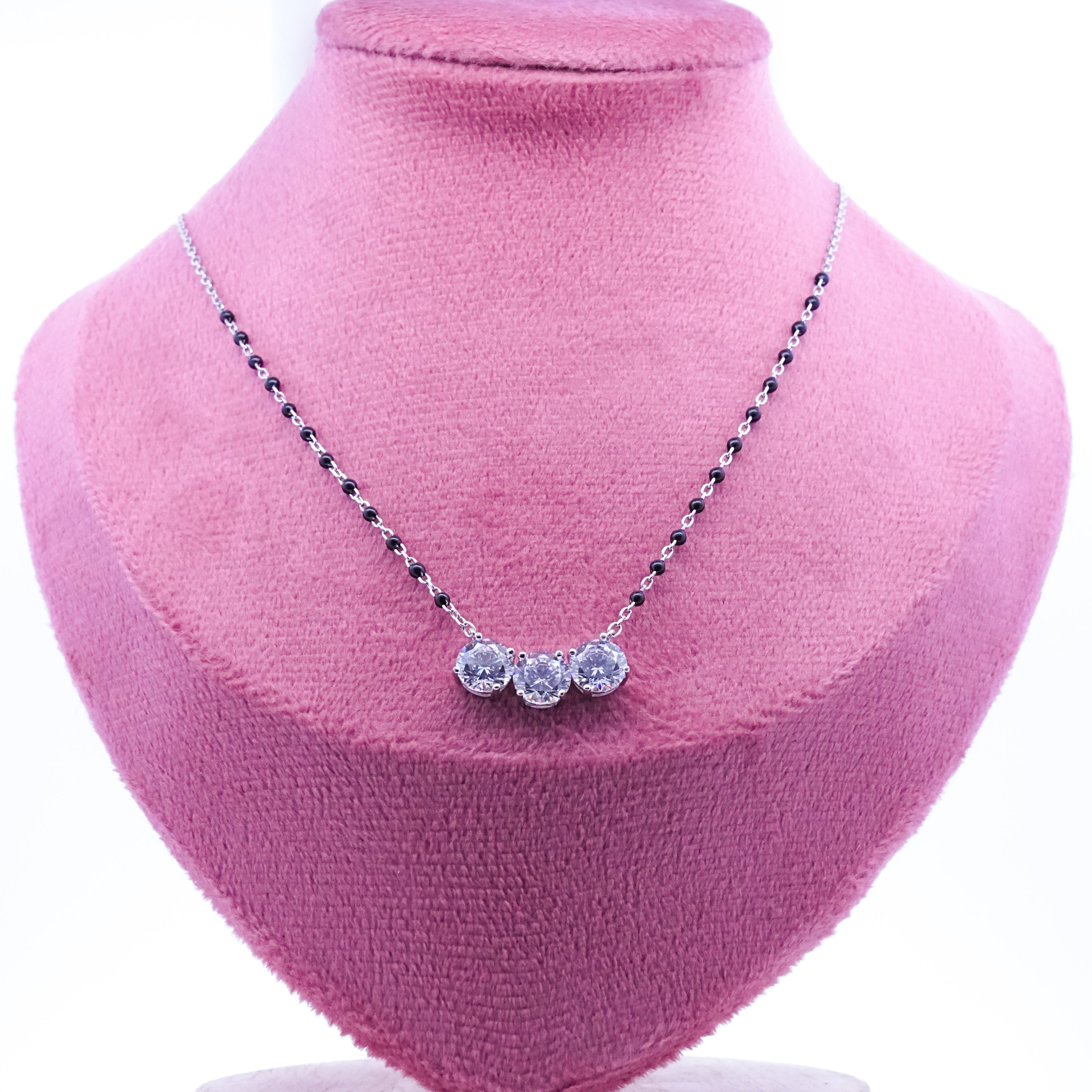 Silver Three Diamonds Mangalsutra