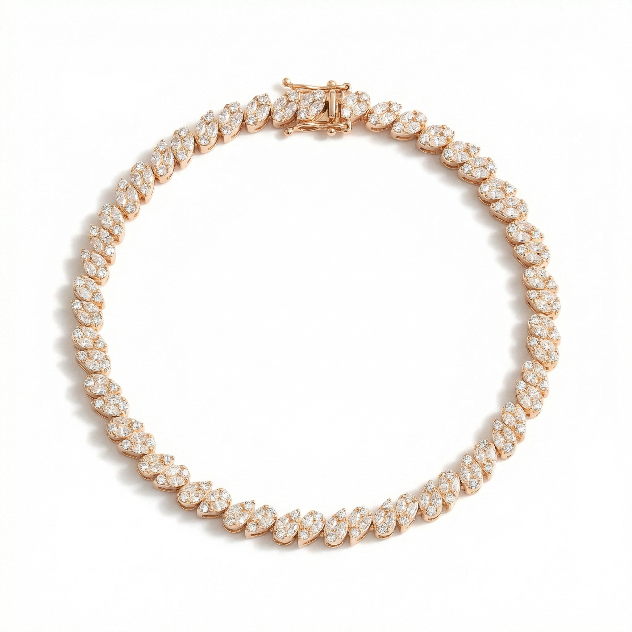 Rosegold Zircon Leafy Tennis Bracelet
