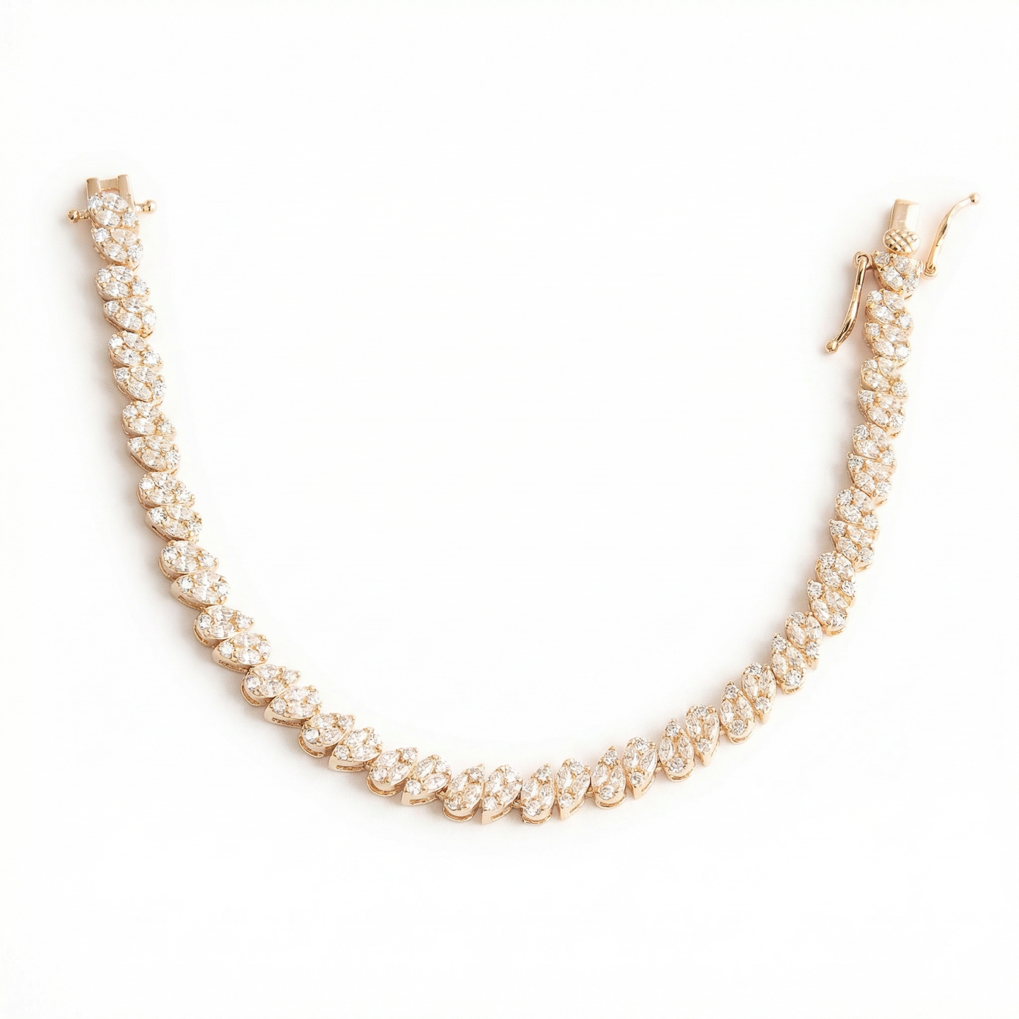 Rosegold Zircon Leafy Tennis Bracelet