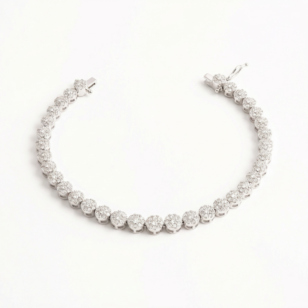 Silver Medium Floral Tennis Bracelet