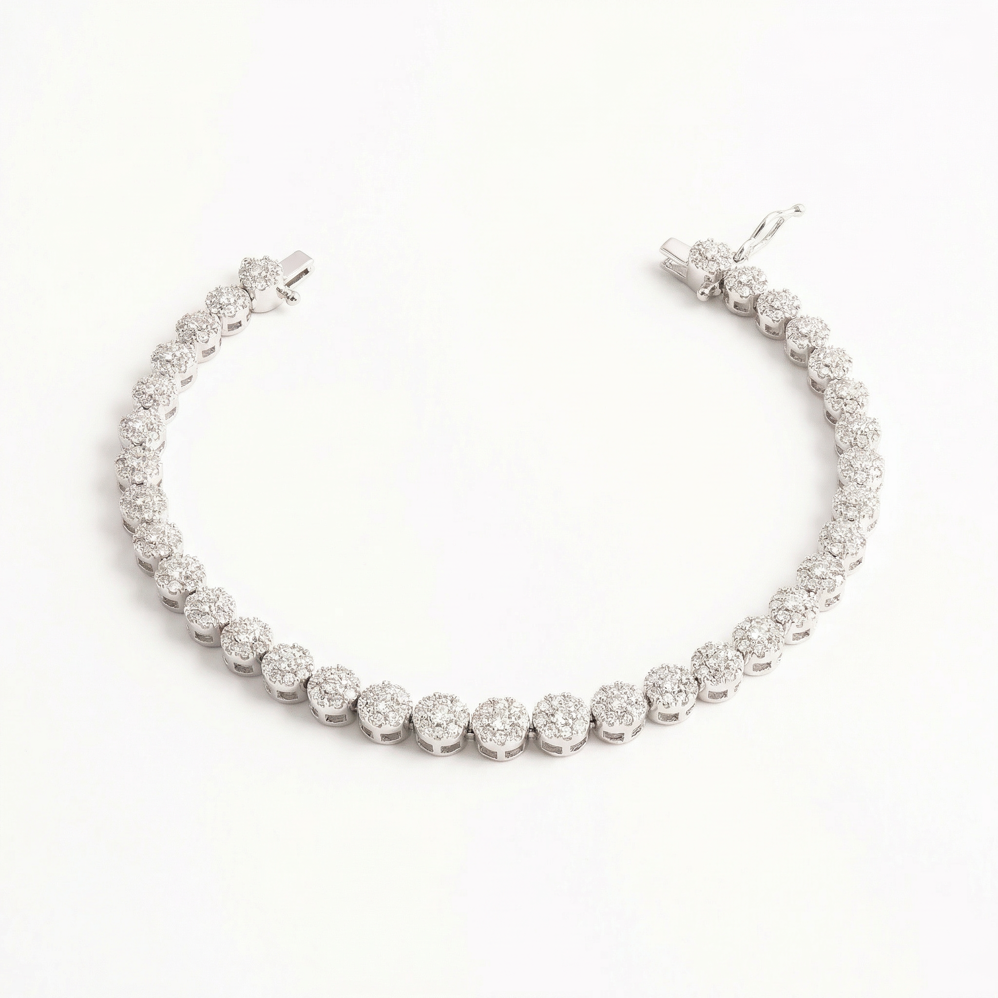Silver Medium Floral Tennis Bracelet