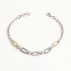 Blue White Chained Enamel Silver Bracelet