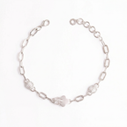 Floral Matt Silver Chained Bracelet