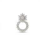 Silver diamond studded sunflower earrings