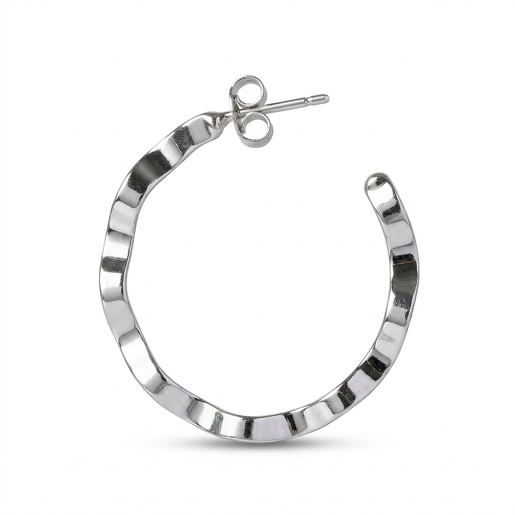 Silver italian single loop earrings