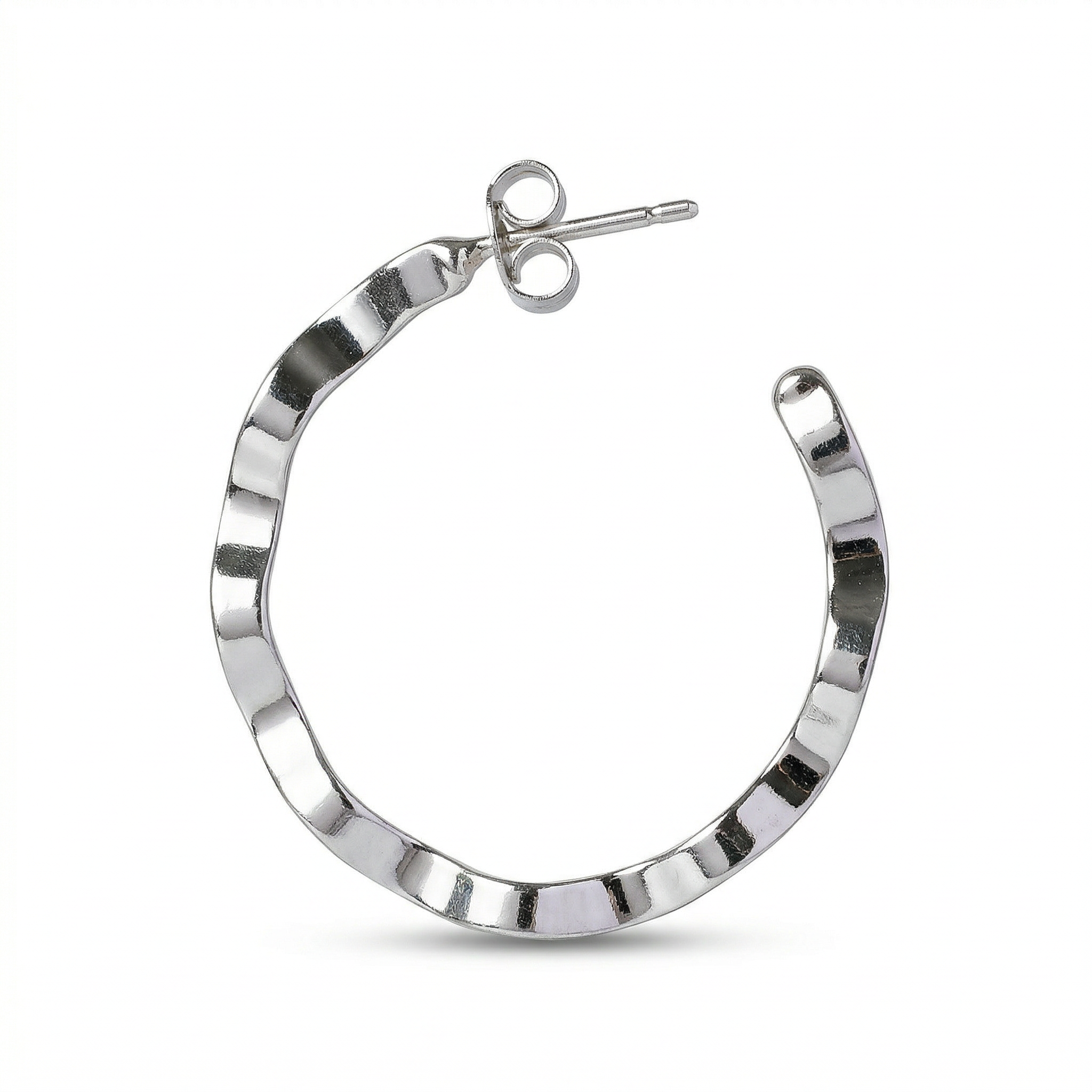 Silver italian single loop earrings