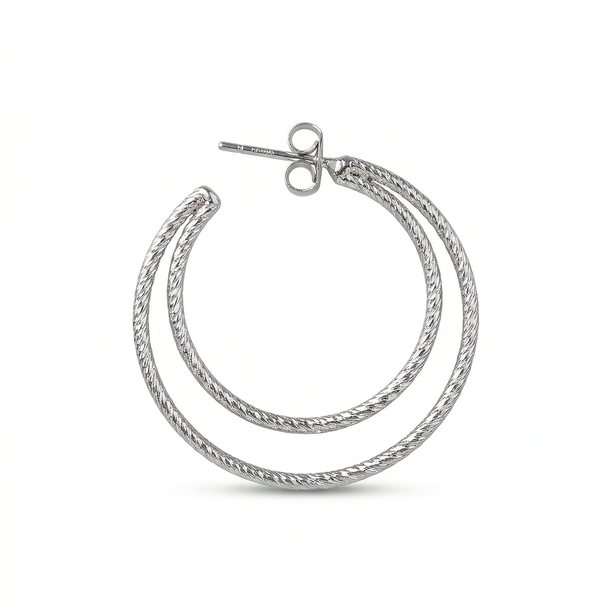 Silver italian double loops earrings