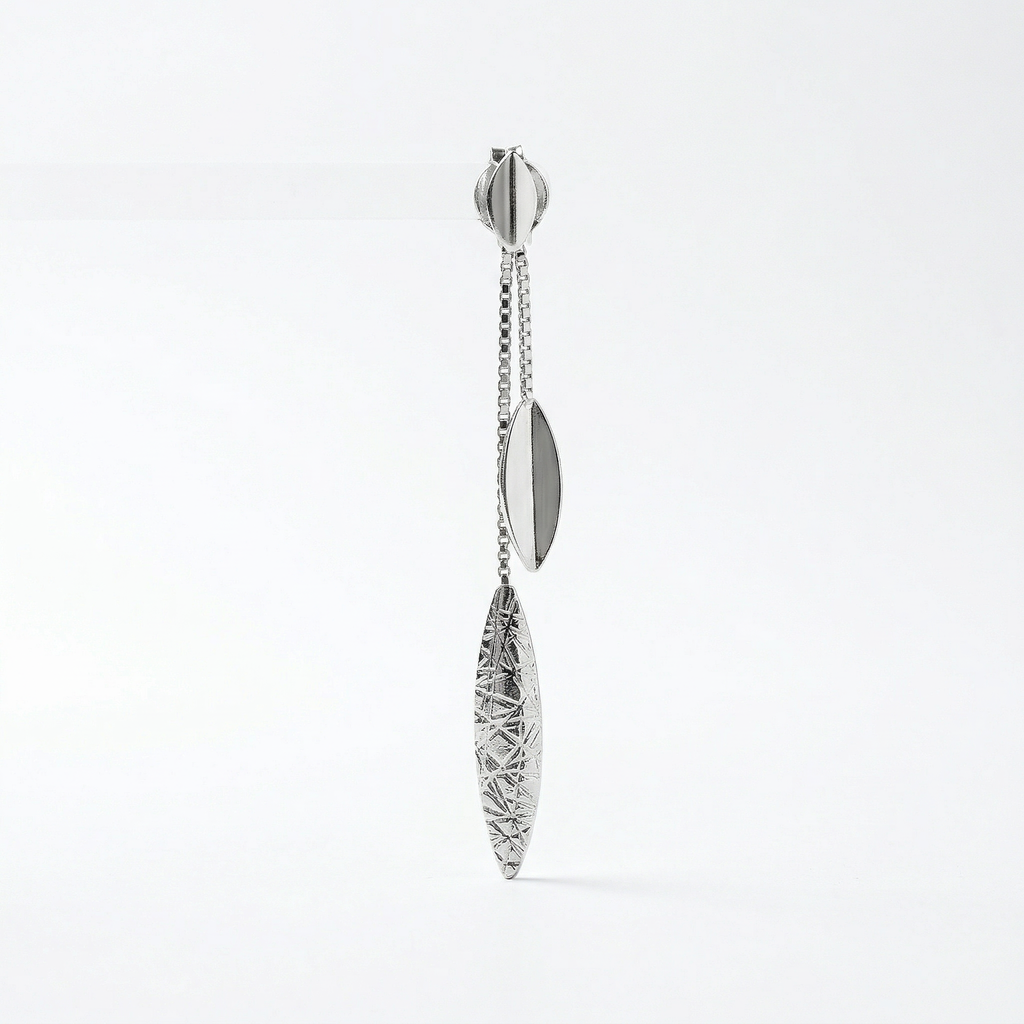 Silver italian leaf dangler earrings