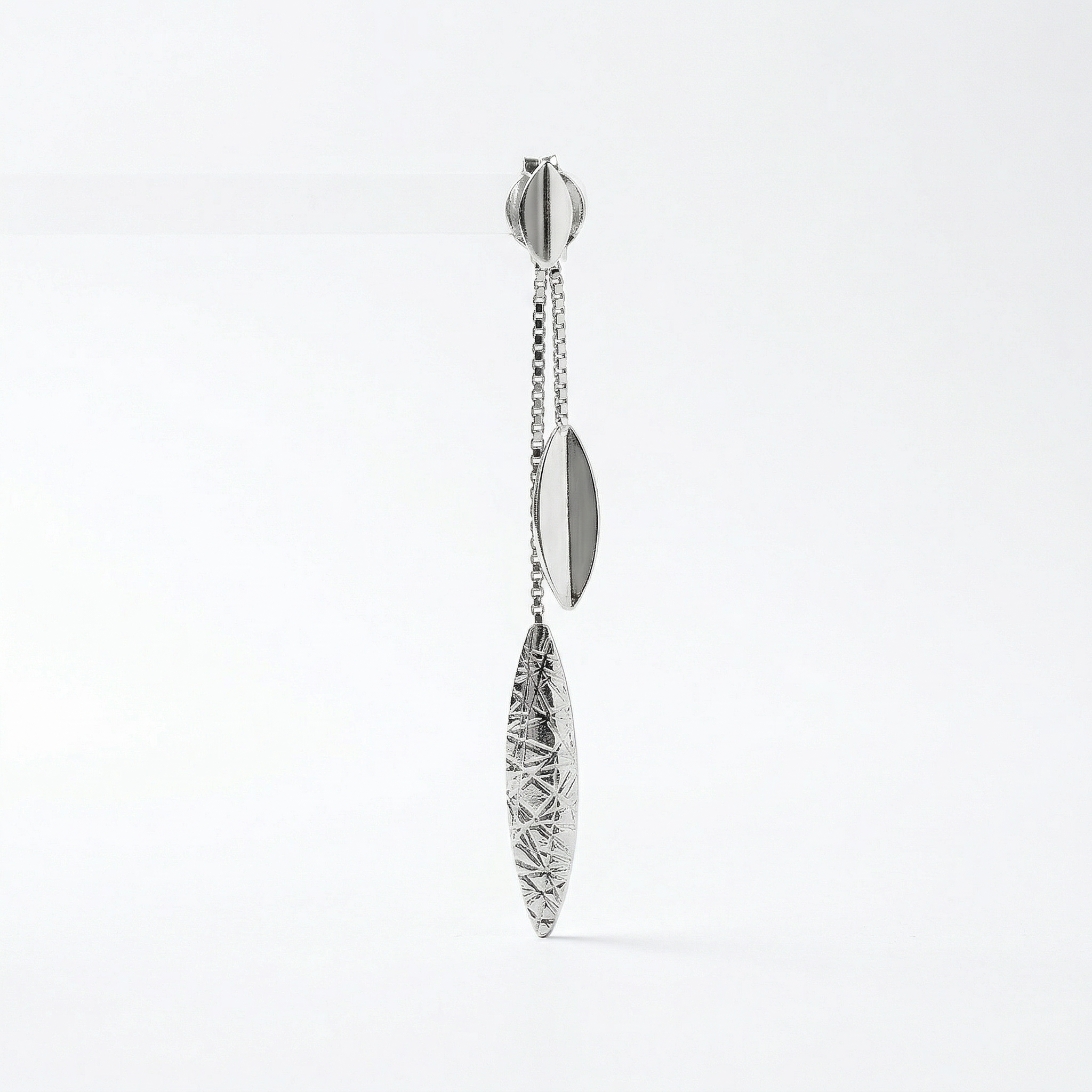 Silver italian leaf dangler earrings
