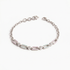 Turquoise Lavender Chained Enamel Silver Bracelet