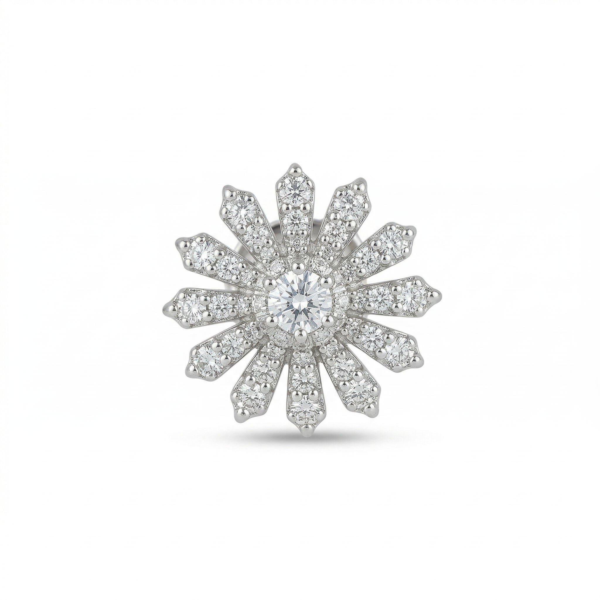 Silver flower shape round earrings