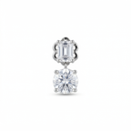 Silver solitaire round and rectangle stud earrings