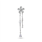 Silver flower designer danglers earrings