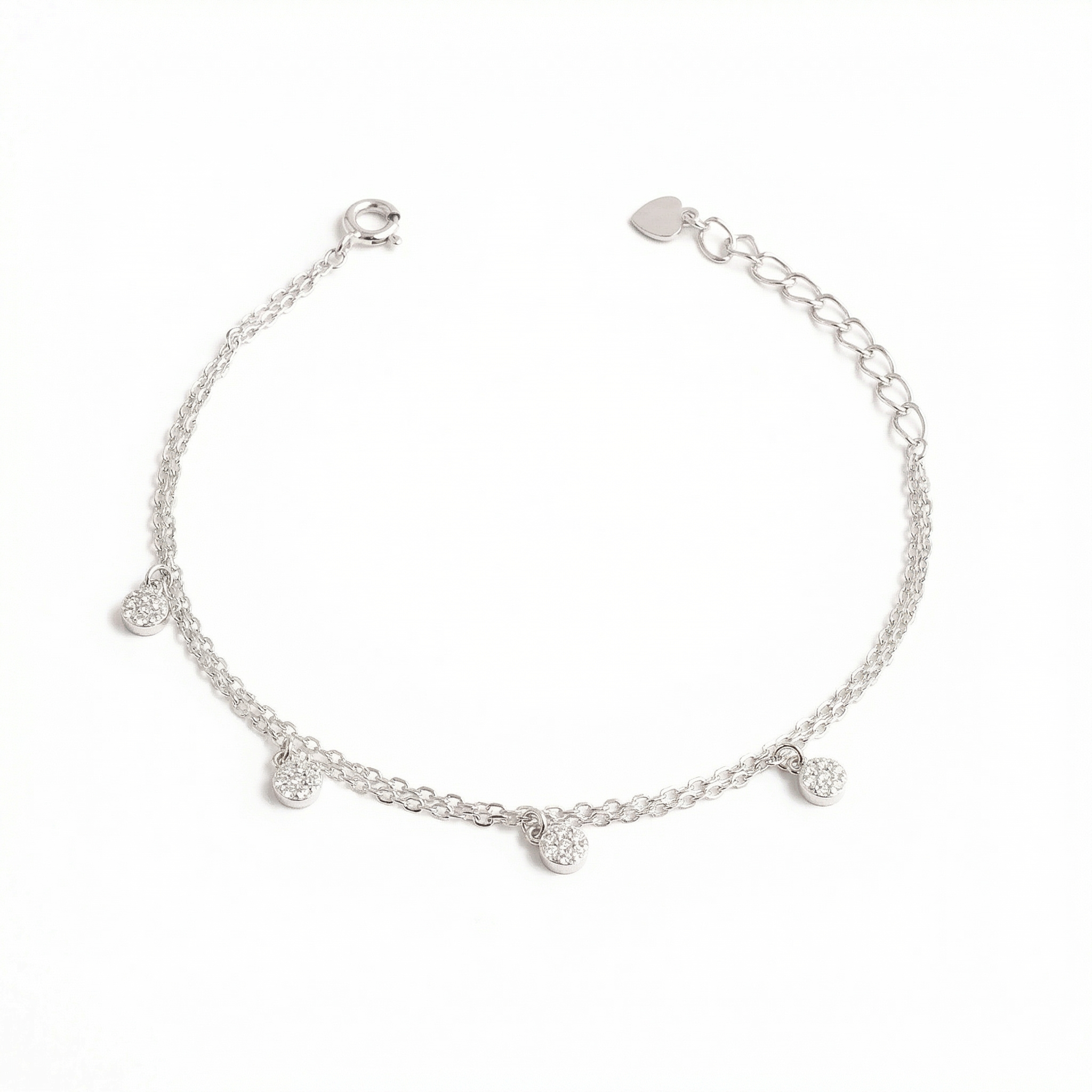 Double Layered Hanging Beads Silver Bracelet