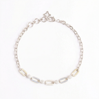 Blue White Chained Enamel Silver Bracelet