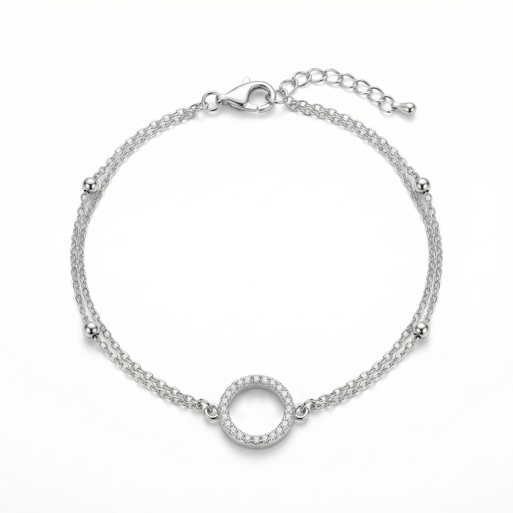 Double Layered Goodluck Silver Bracelet