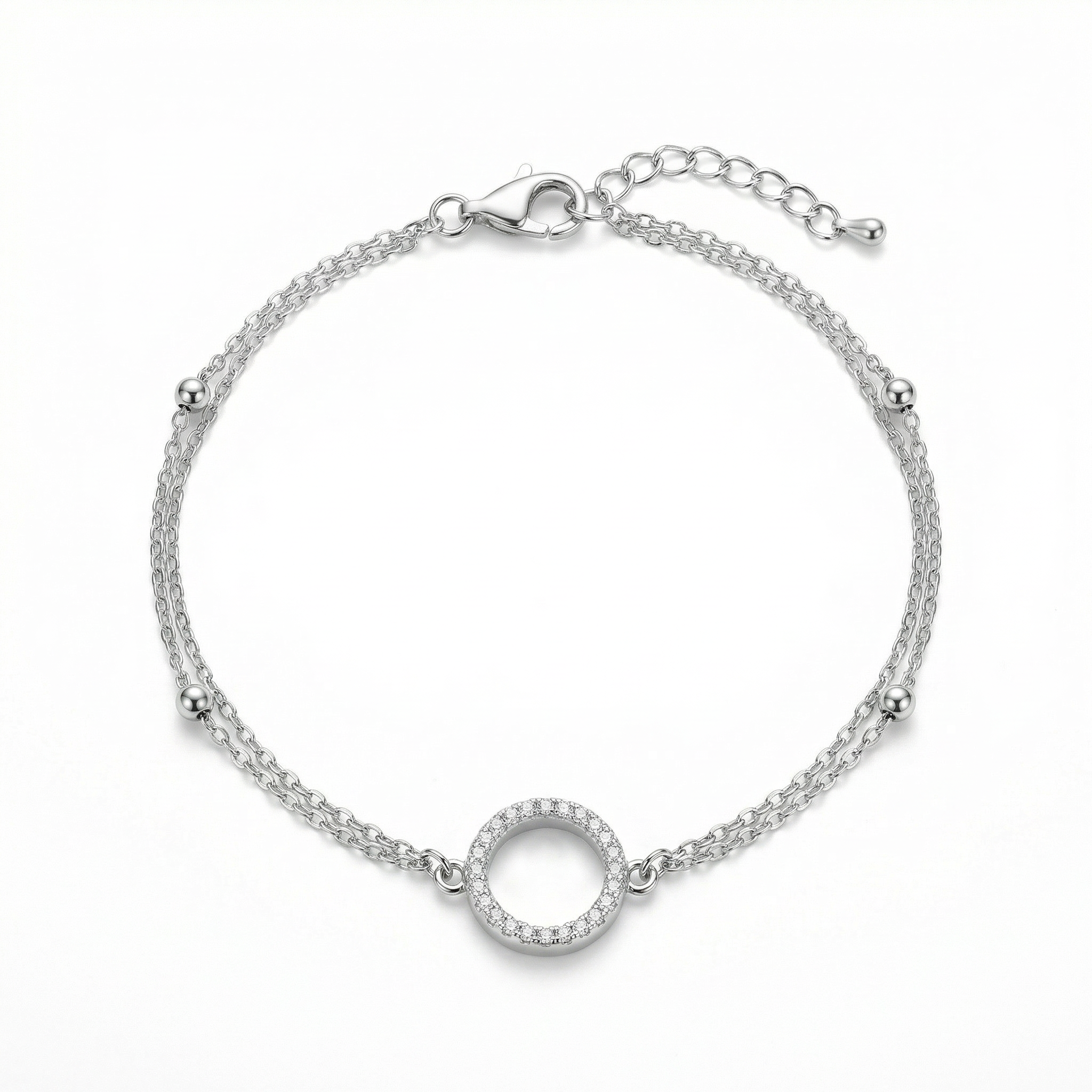 Double Layered Goodluck Silver Bracelet