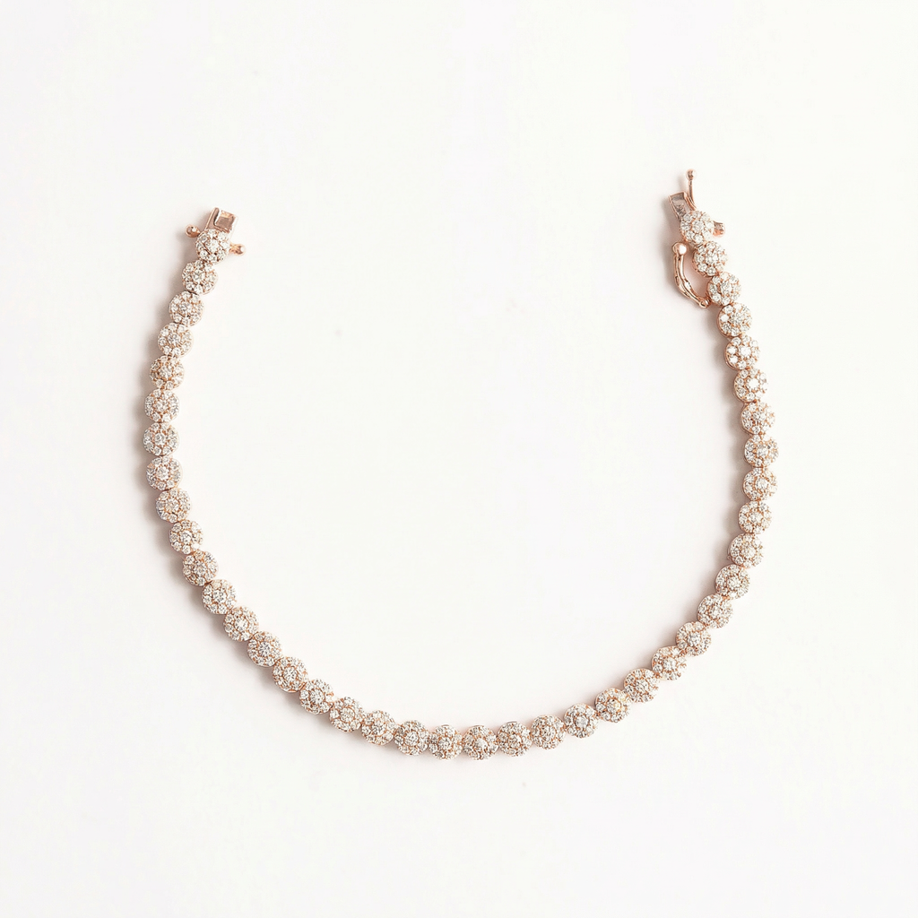 Rosegold Medium Floral Tennis Bracelet