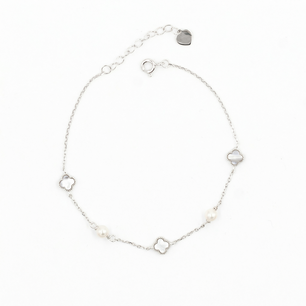 Silver  Pearlescent Enamel Bracelet