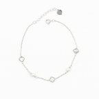 Silver  Pearlescent Enamel Bracelet
