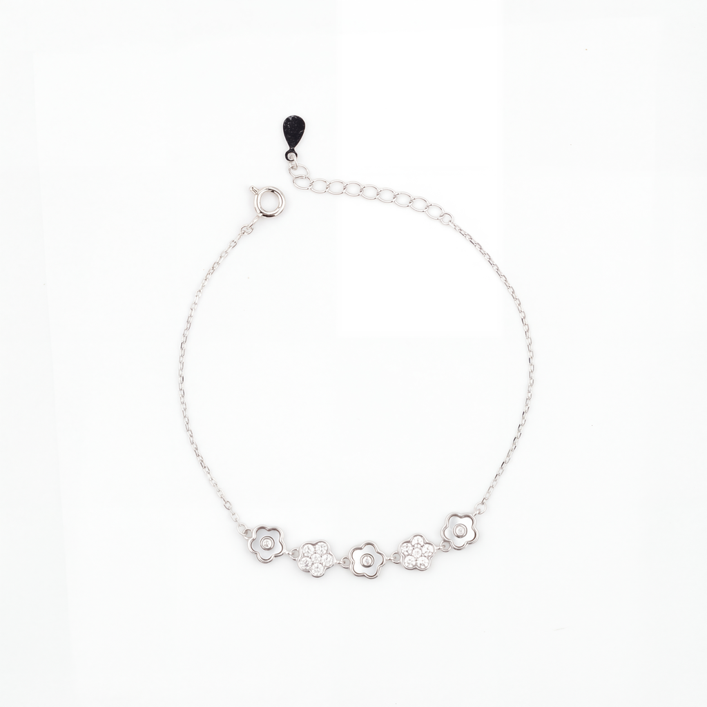 Silver Blooming Diamond Enamel Bracelet