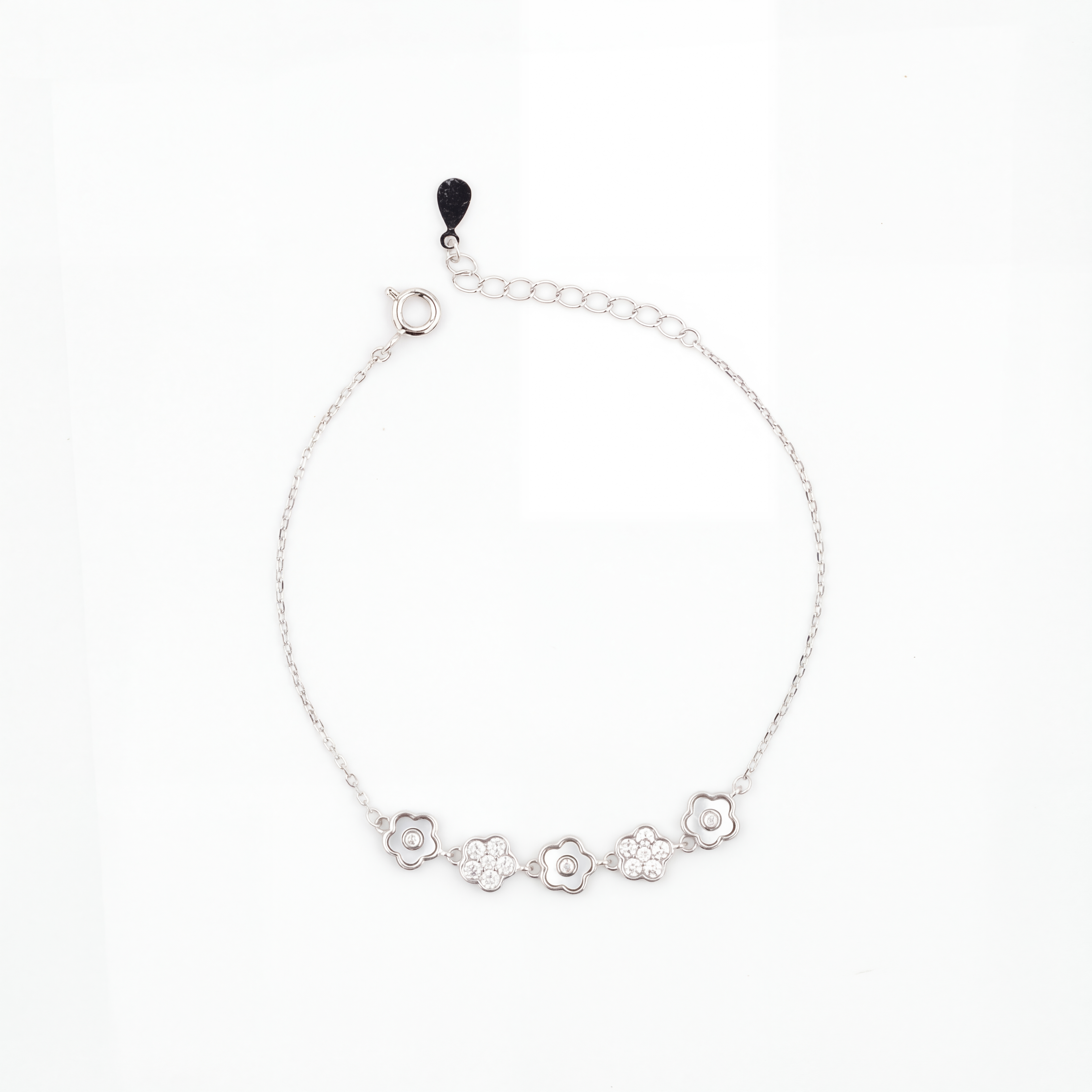 Silver Blooming Diamond Enamel Bracelet