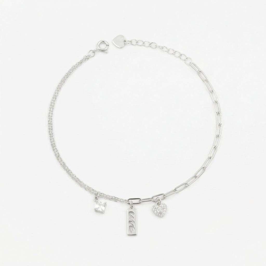 Silver Love-Inscribed Delicate Bracelet