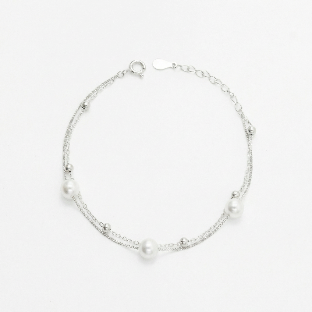 Silver Dual Delight Pearl Bracelet